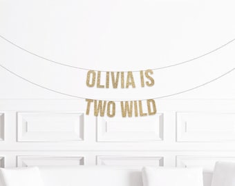 Custom Two Wild Banner, Two Wild Decorations, 2nd Birthday Party Decoration, Jungle Safari Woodland Theme Second Birthday Girl Boy