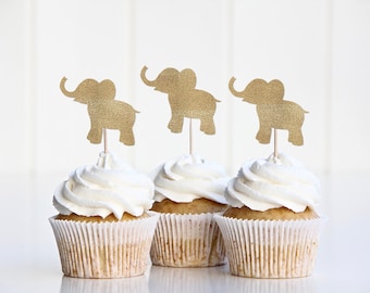 Elephant Baby Shower Decor, Elephant Cupcake Toppers, Little Peanut Decorations, Boy Girl Gender Neutral Party Supplies