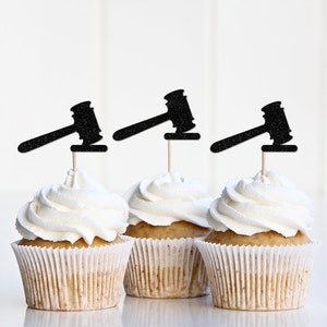 Law School Graduation Cupcake Toppers, Grad Graduate Gavel Picks, Case Closed, Passed the Bar Decorations Decor 2023 2024