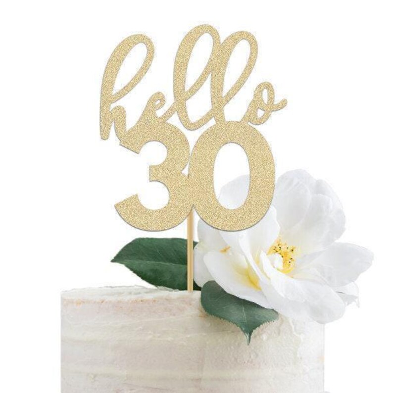 Hello Thirty Cursive Banner / Gold Glitter Hello 30 Script Sign / 30th ...