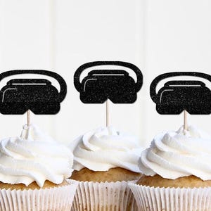 VR Headset Cupcake Toppers, Virtual Reality Video Game  Birthday Party Decorations, Gamer Party Supplies Decor, Videogame Control