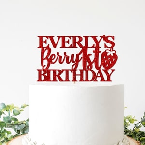 Custom Berry 1st Birthday Cake Topper, Berry 1st Birthday Decor, Berry Themed Birthday Decorations, Strawberry Theme Party Supplies First