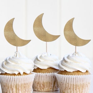 Moon Cupcake Toppers, Two The Moon Birthday Decor , Love You To The Moon Baby Shower Decorations, Space Themed Party Supplies, Toothpicks