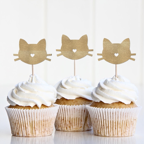 Kitty Birthday Party Decorations, Kitten Cupcake Toppers, Cat Birthday Decor, Kittycat Party Supplies, Happy Purrthday, Let's Purrty