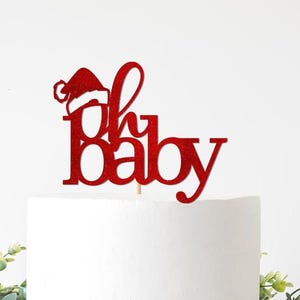 Christmas Baby Shower Decor, Winter Baby Shower Cake Topper, Oh Baby Cake Sign, December Baby Shower Decorations, Merry Little Baby Shower