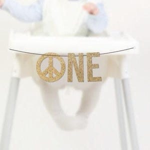 One High Chair Banner, Groove 1st Birthday Cake Smash Banner, First Birthday Decorations Peace Sign, Festival, Hippie