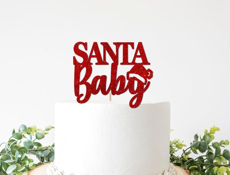Christmas Baby Shower Decor, Winter Baby Shower Cake Topper, Santa Baby Cake Sign, December Baby Shower Decorations