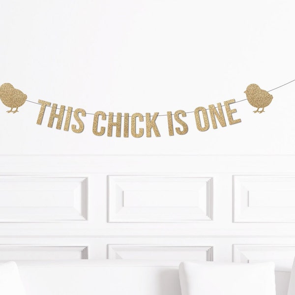 This Chick is One Banner, Chick Themed 1st Birthday Decorations Girl, Farm First Birthday Decor, Chicken, Hatch Party Supplies