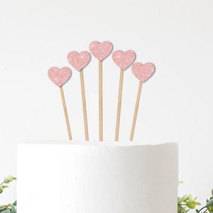 Mini Hearts On long Sticks Cake Topper, Valentines Day Decorations Decor, Bridal Shower Party Supplies Girl&#39;s Birthday Theme Themed Ideas