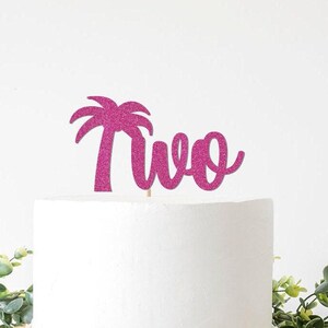 Tropical 2nd Birthday Cake Topper, Hawaiian Theme 2nd Birthday Decorations Decor, Aloha Party Decor, Two Cake Smash, Number 2, Palm Tree