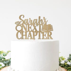 Her Next Chapter Bridal Shower Decorations, Custom Personalized Next Chapter Book Theme Themed Cake Topper Party Supplies