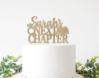 Her Next Chapter Bridal Shower Decorations, Custom Personalized Next Chapter Book Theme Themed Cake Topper Party Supplies