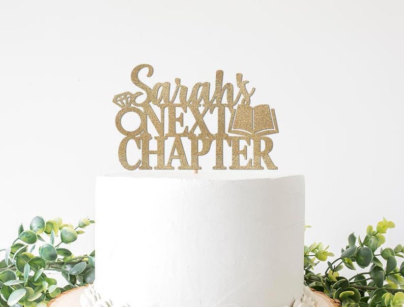 Her Next Chapter Bridal Shower Decorations, Custom Personalized Next Chapter Book Theme Themed Cake Topper Party Supplies