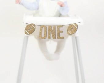 Football Highchair Banner, 1st Birthday Football Decorations, Football Cake Smash One Banner, High Chair Banner Boy First Birthday Foot Ball