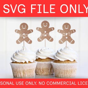 Gingerbread Man Cupcake Topper SVG: December Holiday  Christmas Party DIGITAL FILE