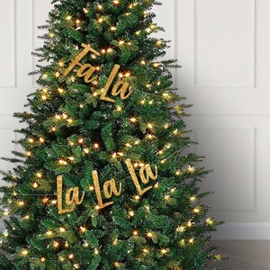 Adorno para árbol de Navidad, pancarta para árbol de Navidad "Fa La La La La", pancarta para envolver el árbol de Navidad, banderines para árbol de Navidad