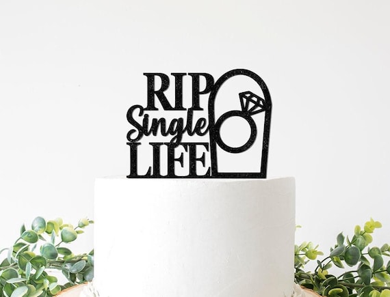 Halloween Bachelorette Cake Topper, RIP Single Life Decorations, Halloween Bridal Shower Decor Sign, RIP to, Black