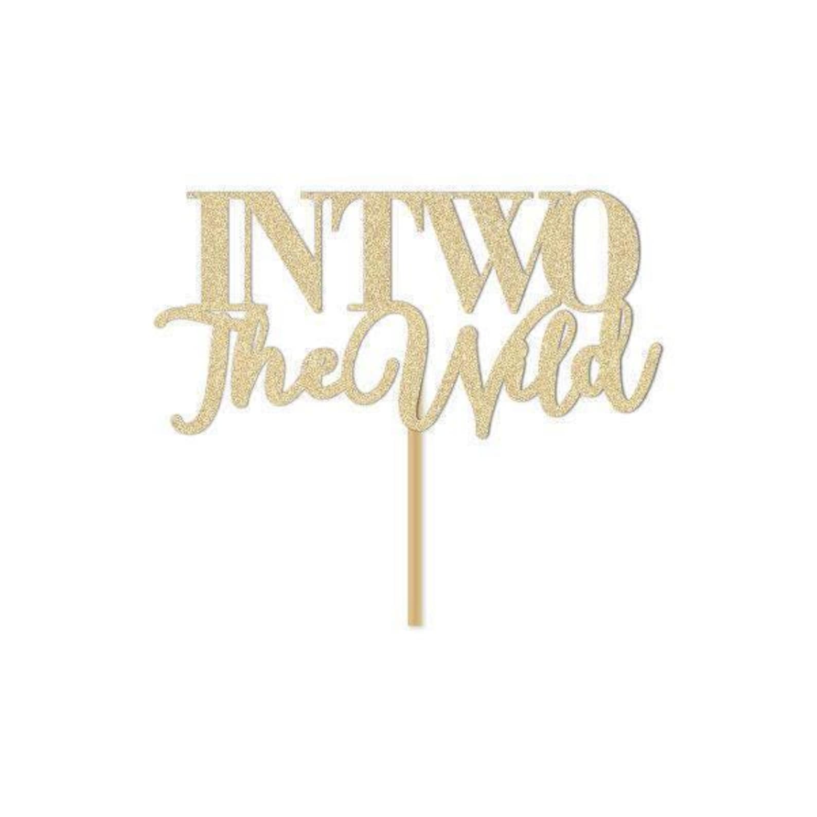 In Two the Wild Script Banner / Gold Glitter Cursive Second Birthday ...