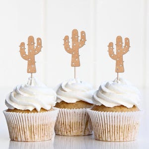 Cactus Cupcake Toppers, Western Theme Party Supplies, Fiesta Party Decorations, West One Birthday, Cowboy Cowgirl Decor, 1st Boho