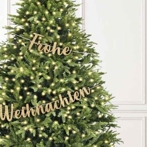 German Merry Christmas Tree Decorations, Frohe Weihnachten Christmas Tree Banner, Christmas Tree Wrap Banner, Christmas Tree Bunting