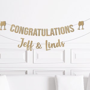 Engagement Sign With Names, Congratulations Banner , Engaged Party Decorations, Engaged Personalized Custom Customized Backdrop