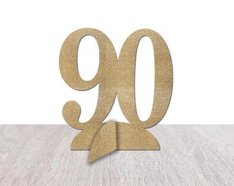 90th Birthday Decorations, Number 90 Table Decor, Eighty Centerpiece, Tabletop Decoration, Table Sign, Ninetieth Anniversary Party Supplies