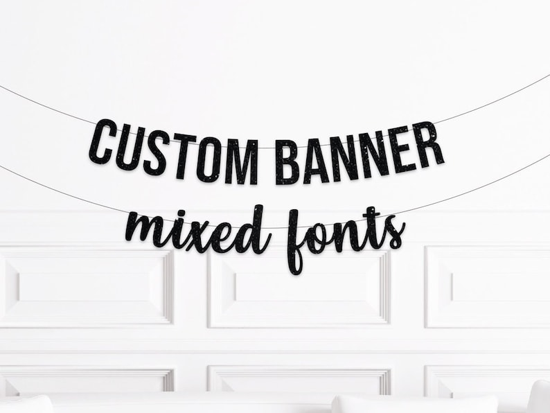 Custom Two Line Banner Script and Block, Personalized Party Banner, Custom Birthday Banner, Custom Baby Shower Banner, Bridal Shower Sign image 1