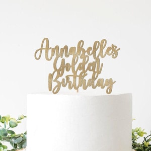 Custom Golden Birthday Cake Topper, Champagne Birthday Decorations, Golden Birthday Decor, Party Supplies, Name Age