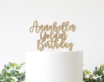 Custom Golden Birthday Cake Topper, Champagne Birthday Decorations, Golden Birthday Decor, Party Supplies, Name Age