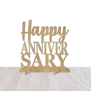 Anniversary Decorations, Happy Anniversary Table Centerpiece, Glitter Paper Free Standing, Table Decor, Sign, 25th, 30th, 40th, 50th