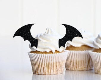 Halloween Bat Wing Cupcake Toppers, Halloween Party Decorations, Halloween Decor Indoors, Halloween Cup Cake Sign Pick