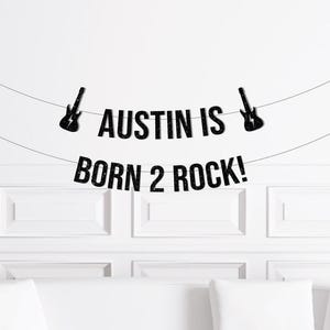 Born 2 Rock Custom Banner, Rock and Roll 2nd Birthday Decorations, Rockstar Second Decor Party Supplies, Boy