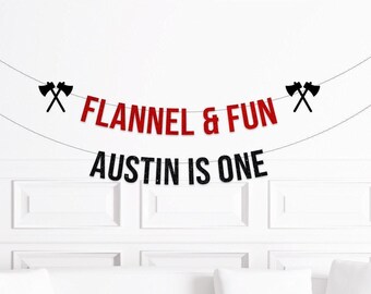 Lumberjack 1st Birthday Decorations, Lumber Jack First Birthday Party Banner, Custom Wild Flannel Party Decor, Camping 1 Party Supplies