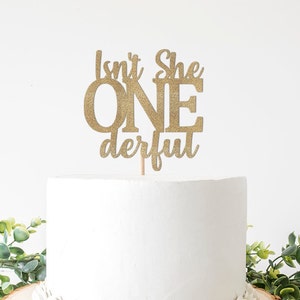 Isn't She Onederful Cake Topper, Girl's 1st Birthday Cursive Party Decorations, First Birthday Decor, Isn't She Lovely Supplies