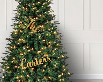 Personalized Christmas Tree Decorations, Christmas Tree Surname Banner, Custom Christmas Tree Decor Decoration Hostess Gift