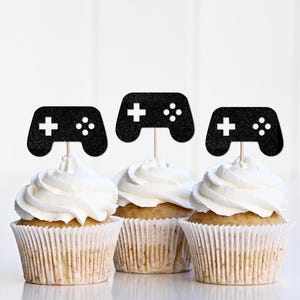 Game Controller Cupcake Toppers, Video Game Birthday Party Decorations, Gamer Party Supplies Decor, Videogame Control, Level 5,6,7,8,9,10