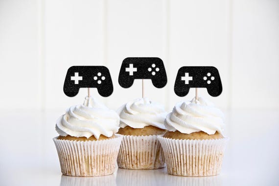 Game Controller Cupcake Toppers, Video Game Birthday Party Decorations, Gamer Party Supplies Decor, Videogame Control, Level 5,6,7,8,9,10