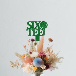 Golf Birthday 60th Party Table Centerpiece, Floral Pick Decor, Vase Center Piece, Six-tee Birthday Man, Six Tee Decorations Sign