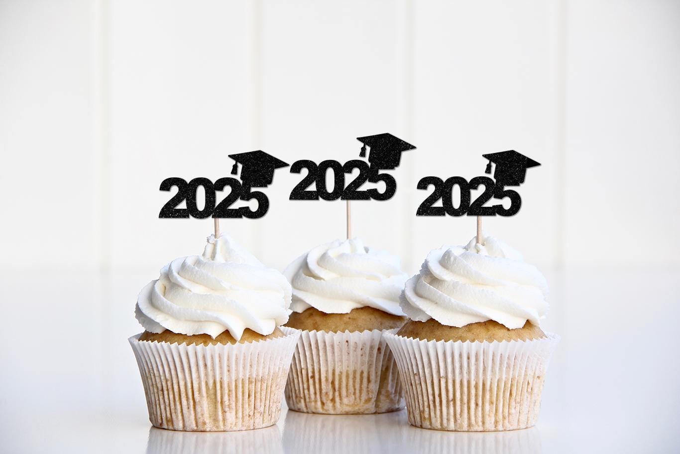 2025 Graduation Cupcake Toppers Set - Graduation Cap Cake Decorations & Class Of 2025 Inserts