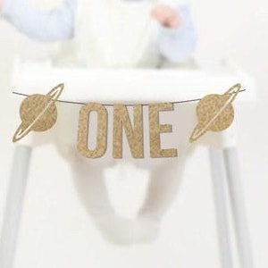 First Trip Around the Sun High Chair Banner, Planet Cake Smash Decoration, Space 1st Birthday Decor Party Supplies