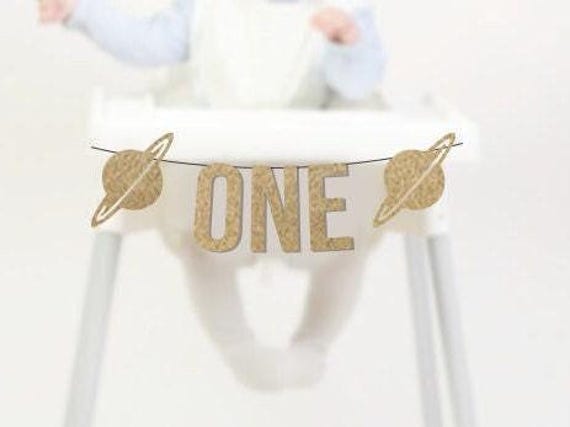 First Trip Around the Sun High Chair Banner, Planet Cake Smash Decoration, Space 1st Birthday Decor Party Supplies