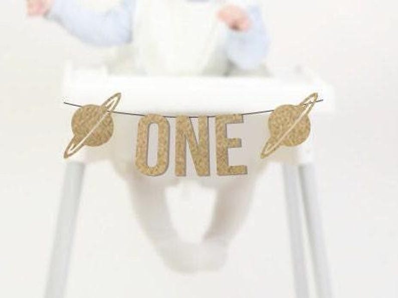 First Trip Around the Sun High Chair Banner, Planet Cake Smash Decoration, Space 1st Birthday Decor Party Supplies