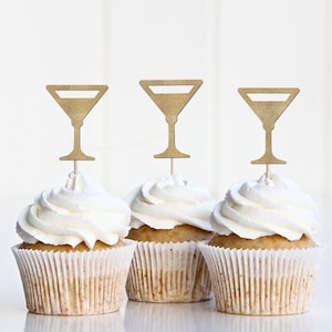 Martini Cupcake Toppers, Mob Wife Bachelorette Picks, Tini Bit Older Birthday Decorations Decor, 40th Adult , Weenies and Tinis Theme
