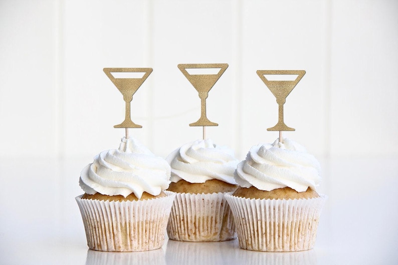 Martini Cupcake Toppers, Mob Wife Bachelorette Picks, Tini Bit Older Birthday Decorations Decor, 40th Adult , Weenies and Tinis Theme