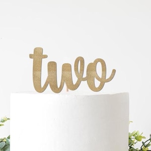 Two Cake Topper, 2 , Second Birthday party decoration, I am two, silver glitter, 2nd decor,  Written Out Cursive Script Handwriting