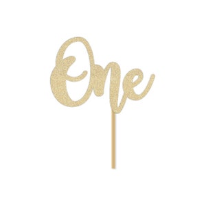 One Cake Topper Girl, 1st Birthday Cake Topper, One Smash Cake Topper, Cursive Script Font, 1st Birthday Decorations, First Birthday Decor