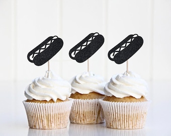 Weenies and Tinis Theme Bachelorette Party Supplies, Hotdog Cupcake Toppers, Hot Dog Food Picks