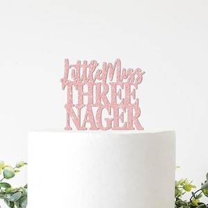 Little Miss Threenager Cake Topper, 3rd Birthday Decorations Girl, Three Nager Decor, Third Birthday Party Supplies