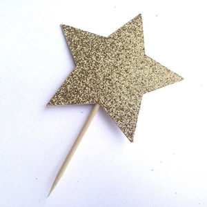 Twinkle twinkle little star cupcake toppers, twinkle twinkle cake topper, gold glitter toothpick, birthday party, first birthday baby shower