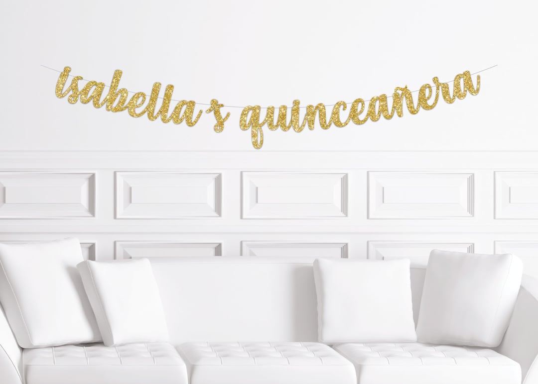 Custom Personalized Quinceañera Script Party Banner, Quince Birthday